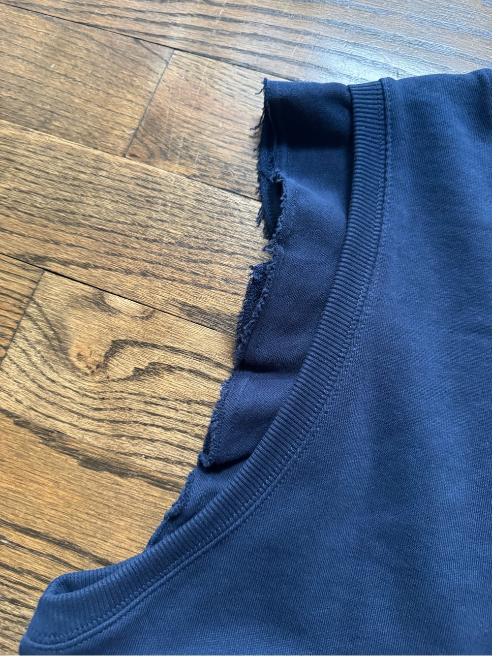 Free People Movement Navy Ruffle Sleeve Sweatshirt Top Size M - Picture 4 of 6